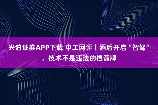 兴泊证券APP下载 中工网评丨酒后开启“智驾”，技术不是违法的挡箭牌