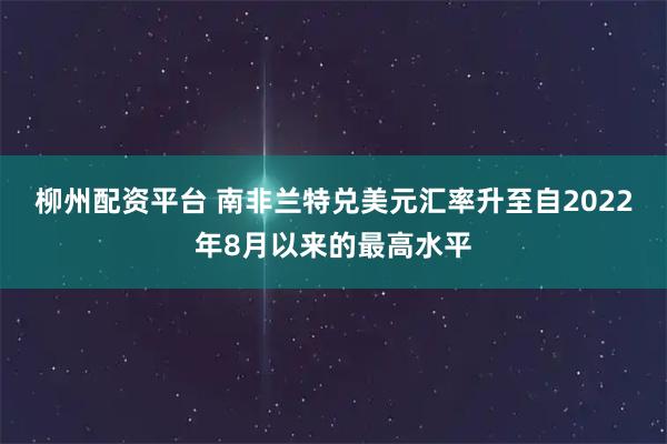 柳州配资平台 南非兰特兑美元汇率升至自2022年8月以来的最高水平