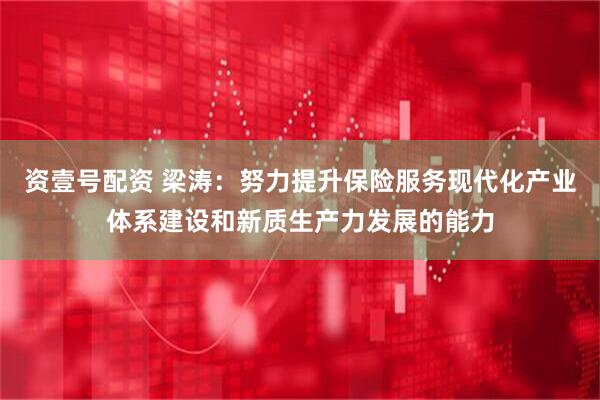 资壹号配资 梁涛：努力提升保险服务现代化产业体系建设和新质生产力发展的能力